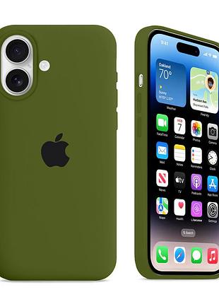 Чохол kassel silicone full case protective для iphone 16 з мікрофіброю зелений army green