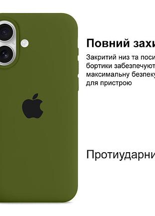 Чехол kassel silicone full case protective для iphone 16 с микрофиброй зеленый army green 2