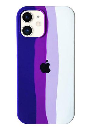 Silicone rainbow case iphone 12 (04) purple rainbow