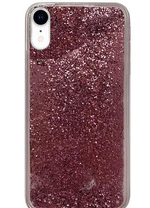 Чехол silicone с блестками для iphone xr (02) rose розовый