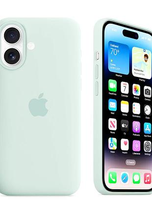 Чехол kassel silicone full case protective для iphone 16 с микрофиброй синий seafoam