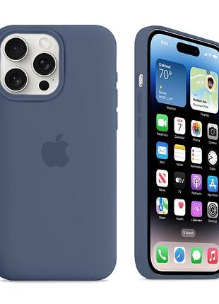 Чехол kassel silicone full case protective для iphone 15 pro max с микрофиброй синий alaskan blue