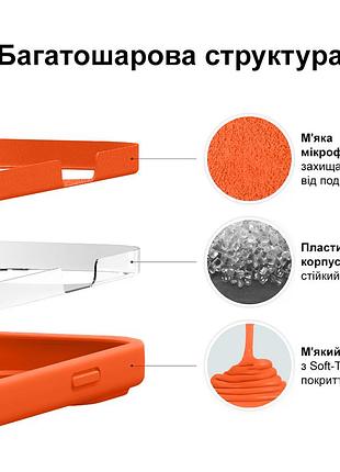 Чехол kassel silicone full case protective для iphone 16 с микрофиброй оранжевый orange 3