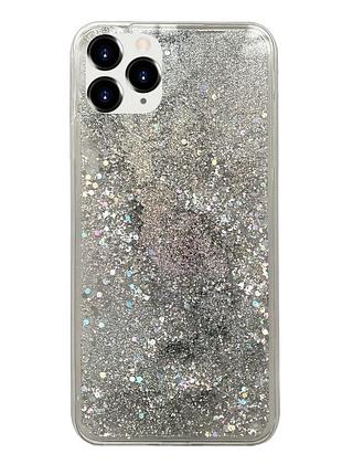 Чехол silicone с блестками для iphone 12 pro max (01) silver серебряный