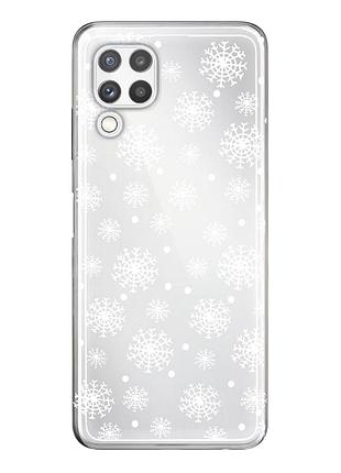 Чехол прозрачный новогодний clear для samsung a22 (05) снежинки