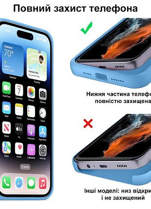 Чехол kassel silicone full case protective для iphone 15 pro max с микрофиброй синий azure 6