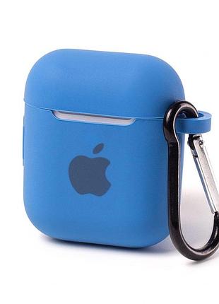 Чехол silicone case с карабином для airpods 1/2 - blue