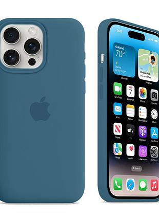 Чехол kassel silicone full case protective для iphone 16 pro с микрофиброй синий blue fog