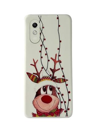 Чохол новорічний tpu для xiaomi redmi 9a (02) білий олень різдво