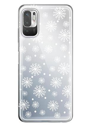 Чехол прозрачный новогодний clear для xiaomi redmi note 10 5g (05) снежинки