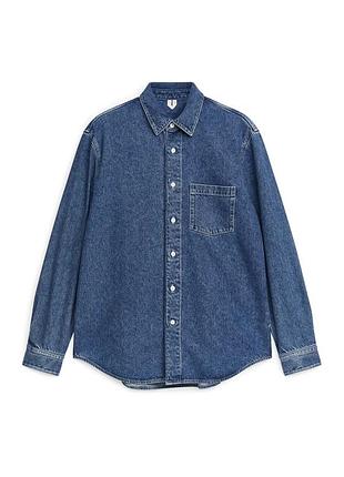 Джинсова сорочка arket синя, l-xl