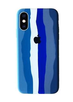 Чехол silicone rainbow case для iphone x/xs (05) blue rainbow