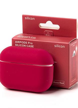 Чехол silicone case color box для airpods 1/2 - rose red