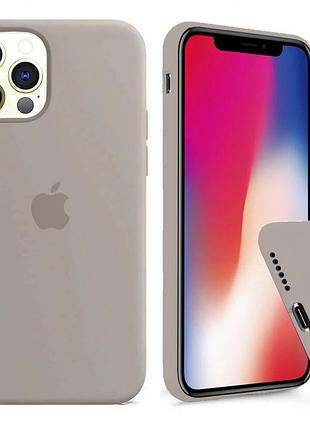 Чехол silicone full case для iphone 12 pro pebble серый