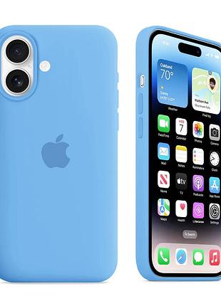 Чехол kassel silicone full case protective для iphone 16 с микрофиброй синий azure