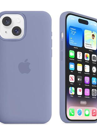 Чехол kassel silicone full case protective для iphone 14 с микрофиброй серый lavender gray