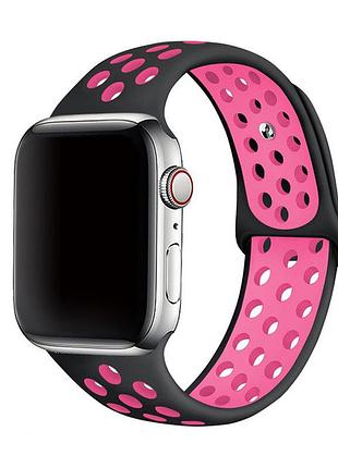 Силиконовый ремешок nike sport band для apple watch 42mm/44mm/45mm black/light pink черный с розовым