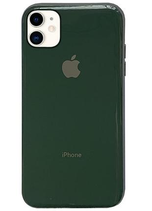 Чохол silicone glass case для iphone 11 (09) forest green темно-зелений