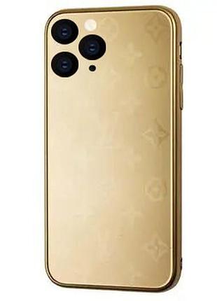 Чохол скляний glass case louis vuitton луї вітон для iphone 11 pro (07) gold золото