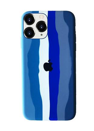 Чехол silicone rainbow case для iphone 12 pro (05) blue rainbow