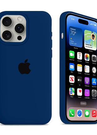Чохол kassel silicone full case protective для iphone 14 pro з мікрофіброю темно-синій deep navy
