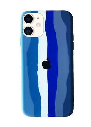 Silicone rainbow case iphone 12 (05) blue rainbow