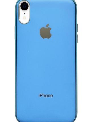 Чехол silicone glass case для iphone xr (12) blue голубой