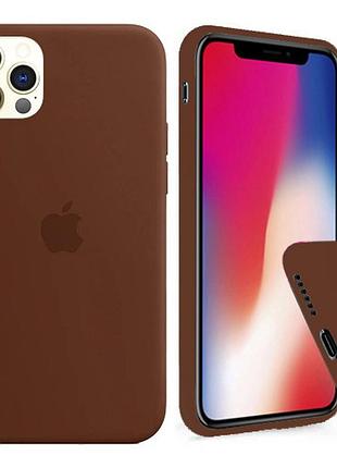Чохол silicone full case для iphone 12 pro max brown шоколадний