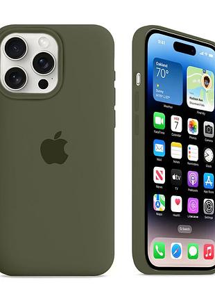 Чехол kassel silicone full case protective для iphone 14 pro с микрофиброй темно-зеленый dark olive