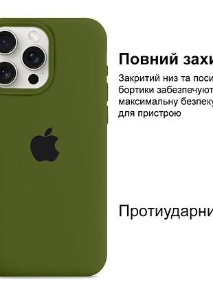 Чехол kassel silicone full case protective для iphone 14 pro с микрофиброй зеленый army green 2