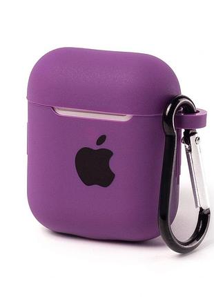 Чехол silicone case с карабином для airpods 1/2 - grape