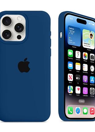 Чехол kassel silicone full case protective для iphone 15 pro с микрофиброй темно-синий navy blue