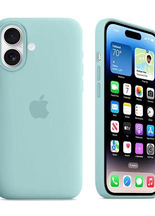 Чехол kassel silicone full case protective для iphone 16 с микрофиброй голобуй turquoise