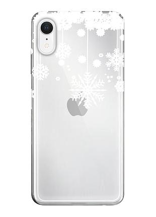 Чехол прозрачный новогодний clear для iphone xr (14) снежинка