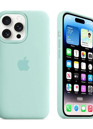 Чехол kassel silicone full case protective для iphone 14 pro с микрофиброй голобуй sea blue