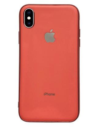 Чохол silicone glass case для iphone x/xs (02) coral кораловий