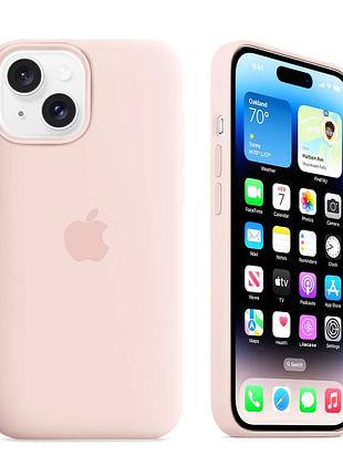 Чохол kassel silicone full case protective для iphone 15 plus з мікрофіброю рожевий chalk pink