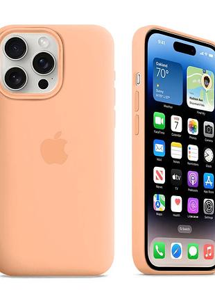 Чехол kassel silicone full case protective для iphone 14 pro с микрофиброй розовый cantaloupe
