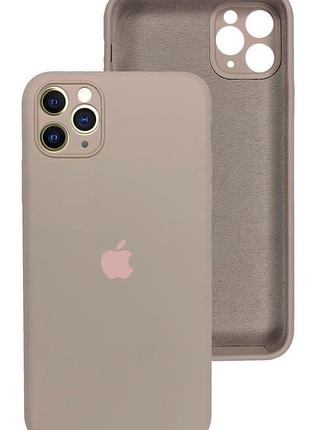 Чехол silicone case full camera protective для iphone 12 pro pink sand пудра