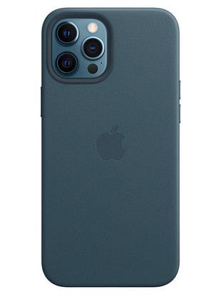Чехол кожаный leather case with magsafe для iphone 12 pro max - bright orange