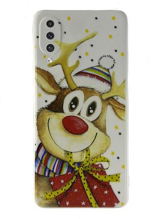 Чехол новогодний premium для samsung a50 (04) новогодний олень белый