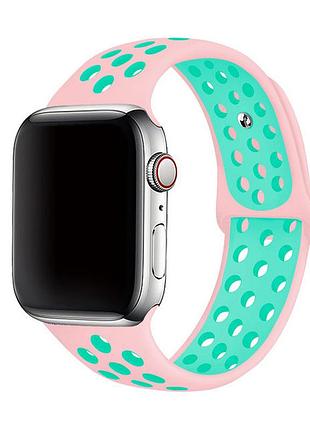 Силиконовый ремешок nike sport band для apple watch 42mm/44mm/45mm pink/blue розовый с голубым
