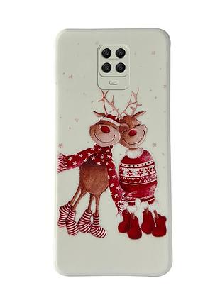 Чохол новорічний tpu для xiaomi redmi note 9 pro (07) олені пари merry christmas білий