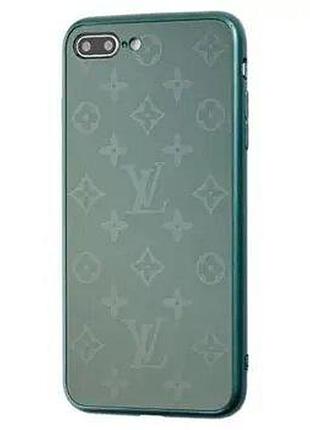 Чохол скляний glass case louis vuitton луї вітон для iphone 8 plus (04) pine green зелений