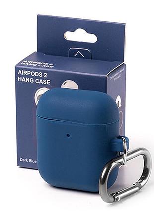 Чехол silicone case color box (карабін) для airpods 1/2 - dark blue