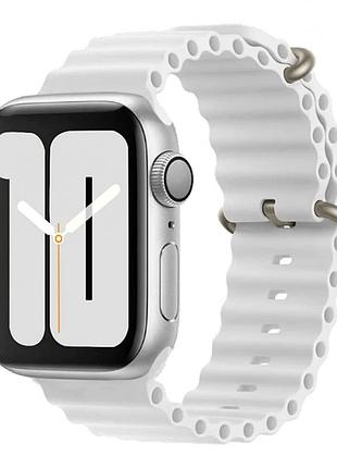Ремешок для apple watch ocean band 42mm/44mm/45mm/49mm (white) белый