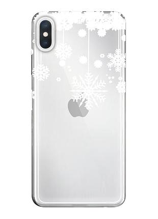 Чохол прозорий новорічний clear для iphone xsmax (14) сніжинка
