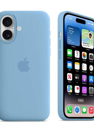 Чехол kassel silicone full case protective для iphone 16 с микрофиброй синий cornflower