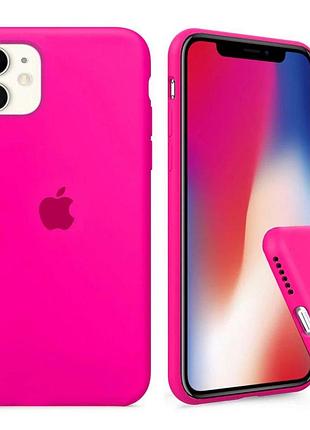Чохол silicone full case для iphone 12 mini shiny pink яскраво рожевий