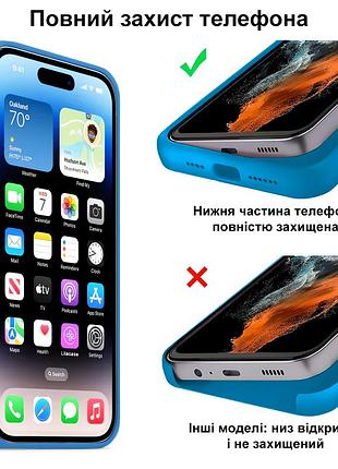 Чехол kassel silicone full case protective для iphone 14 с микрофиброй синий denim blue 6